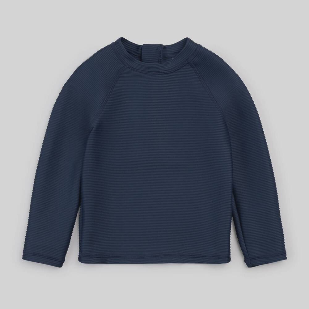 NEW MILES BABY boys textured solid long sleeve rashguard in navy